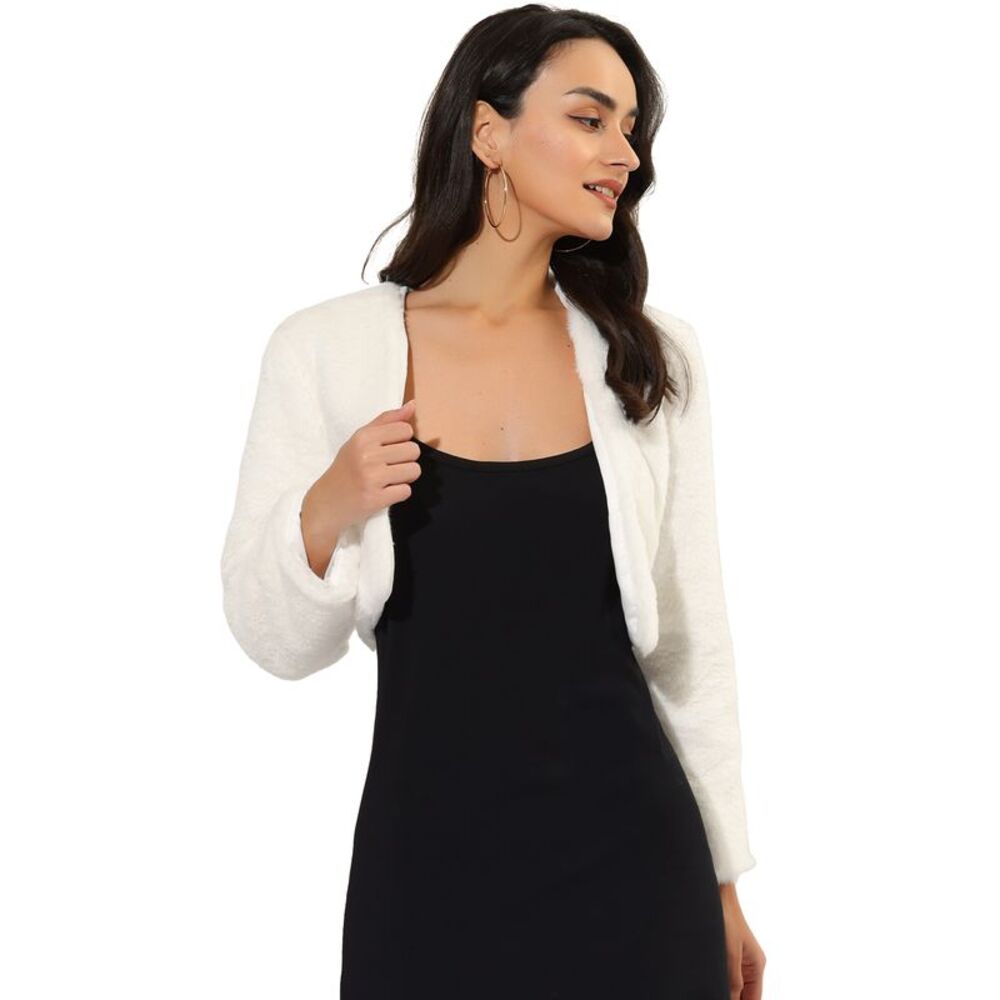 Allegra K Women's White Open Front Jacket